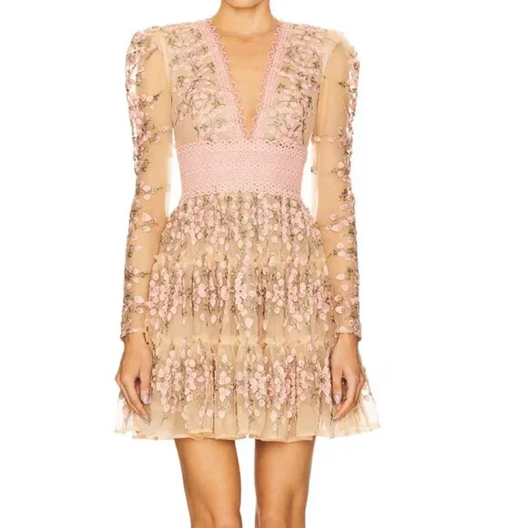 bronx and banco embroidered dress Odd Molly Anthropologie Floral Embroidered Slip Mini Dress – White  Chocolate Couture main image 1